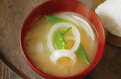 Miso Soup with Onion and Snow Peas