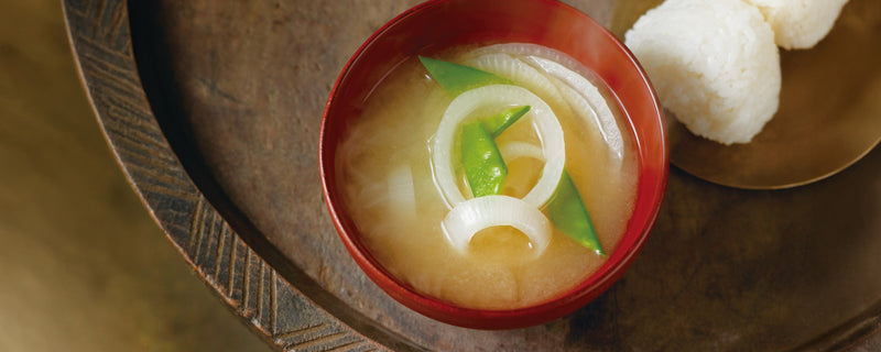 Miso Soup with Onion and Snow Peas