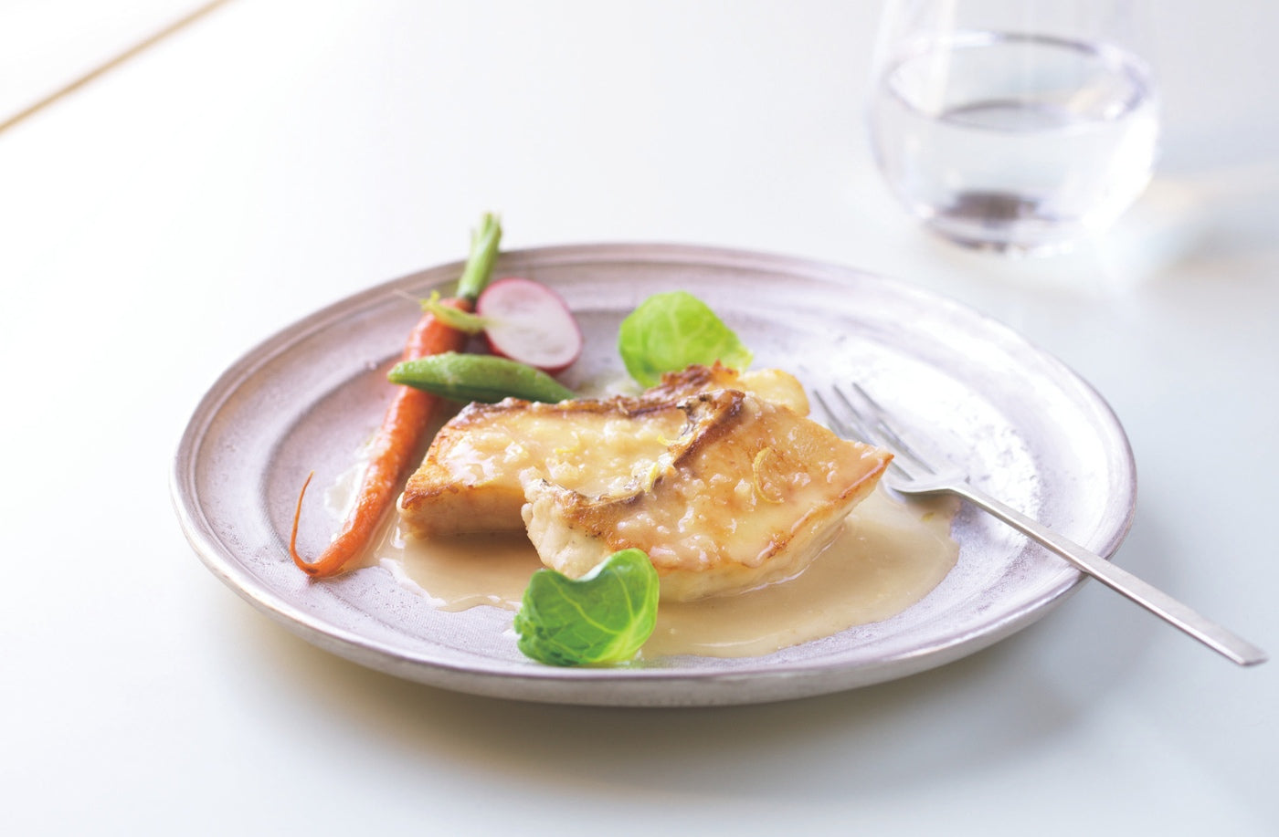 White Fish with Lemon Butter Sauce