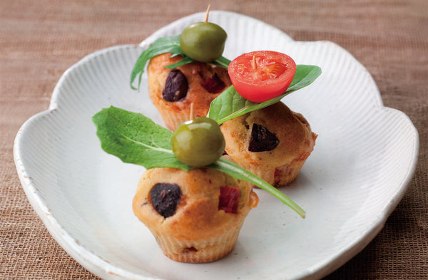 Petits Fours Salés with Olives and Red Peppers
