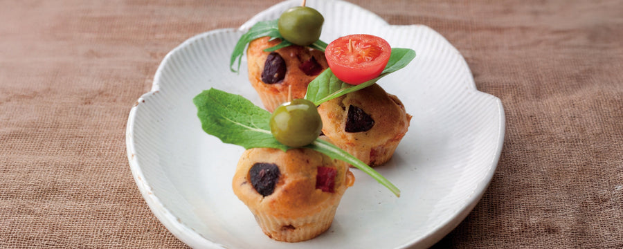 Petits Fours Salés with Olives and Red Peppers