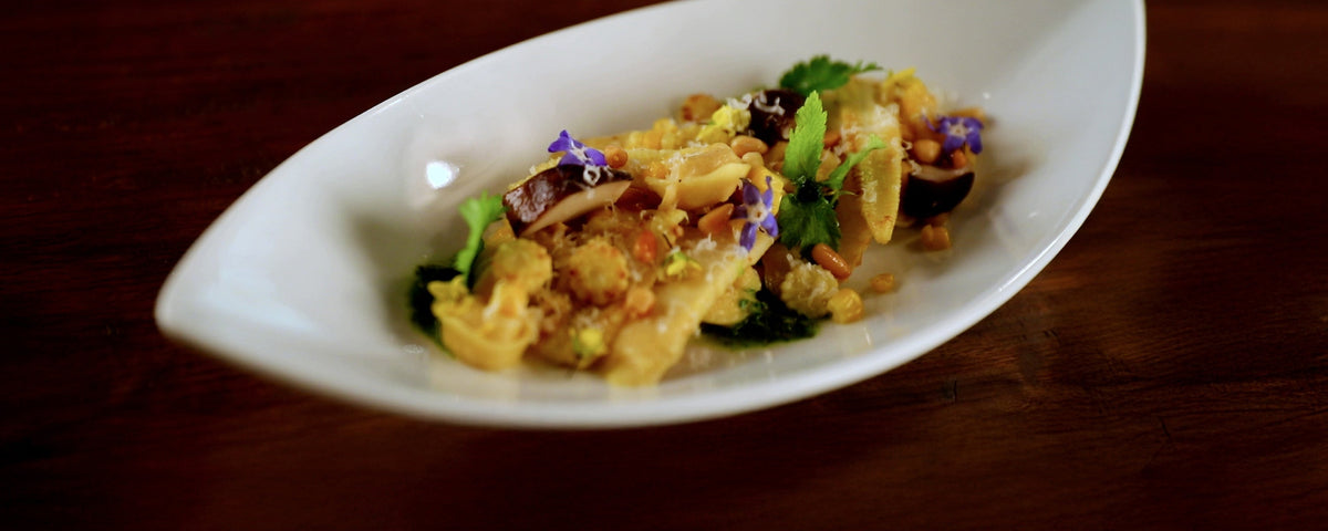 Tortellini and Corn Bamboo Shoots with Vegetable Dashi Butter Sauce