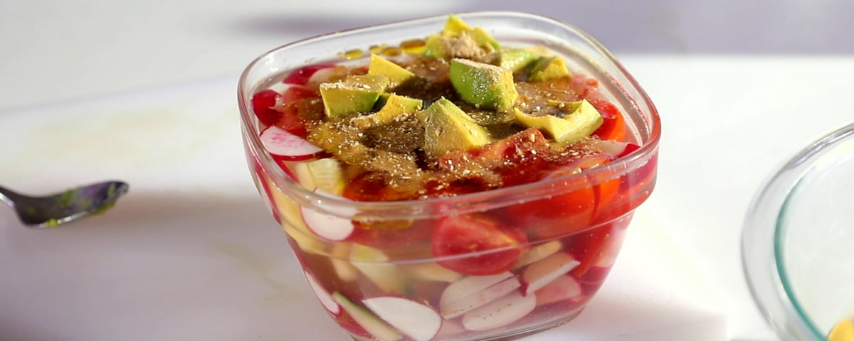 Cucumber and Red Radish Cold Soup Salad