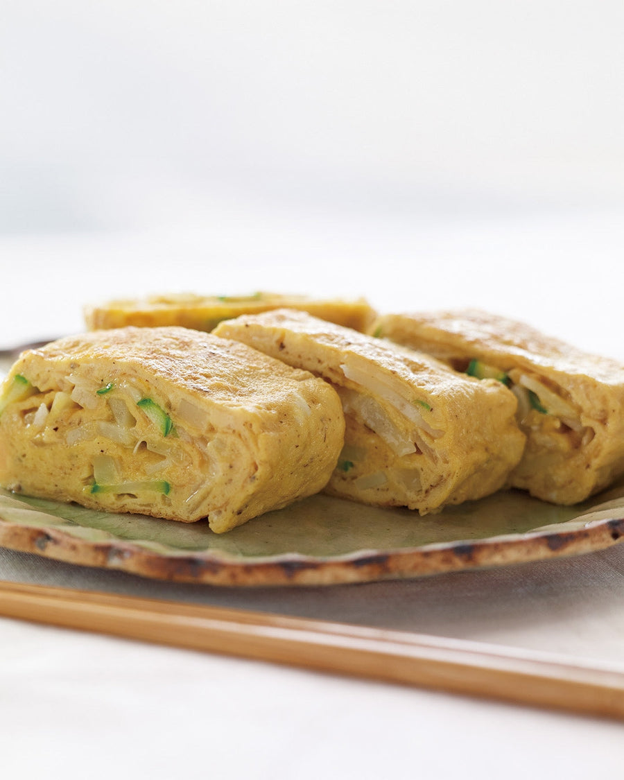 Japanese Omelet with New Potatoes and Asparagus