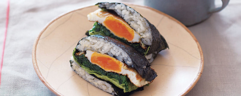 Dashi Rice and Fried Egg Folded Onigiri
