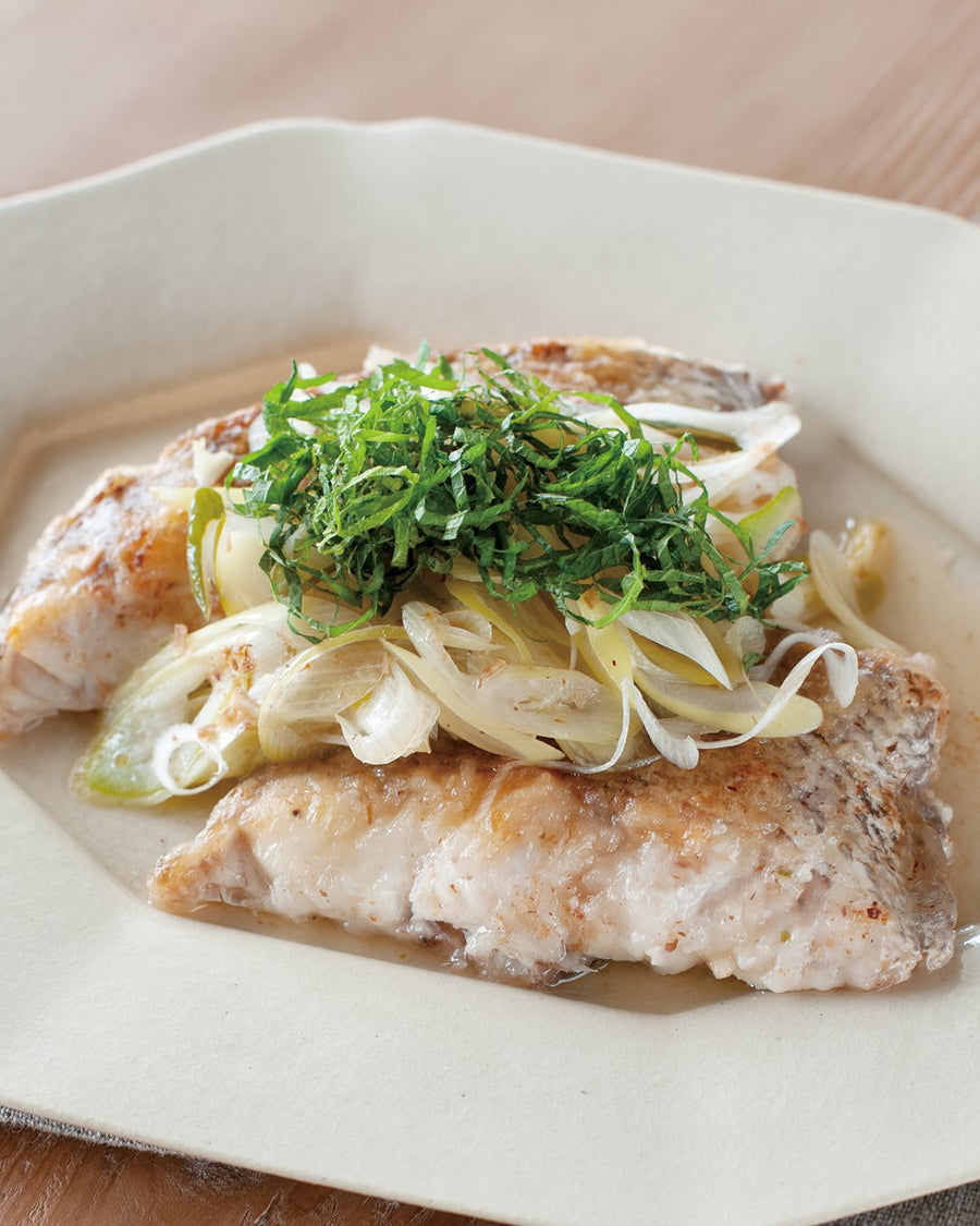 Pan-Steamed White Fish with Dashi Vinegar Sauce