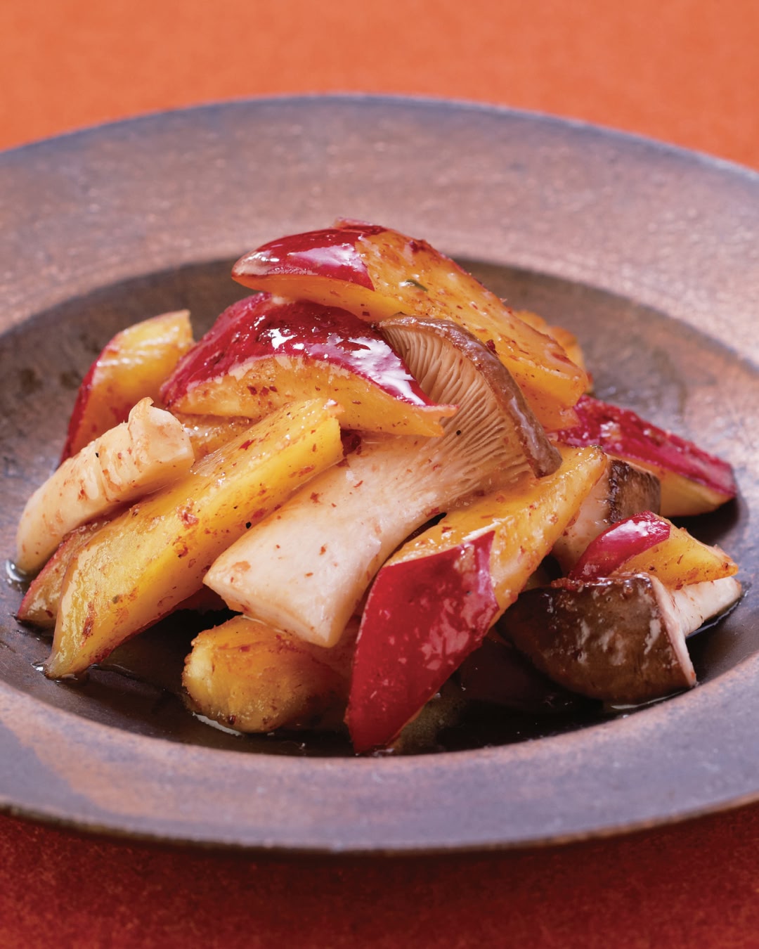 Dashi Butter Sweet Potatoes & Mushrooms