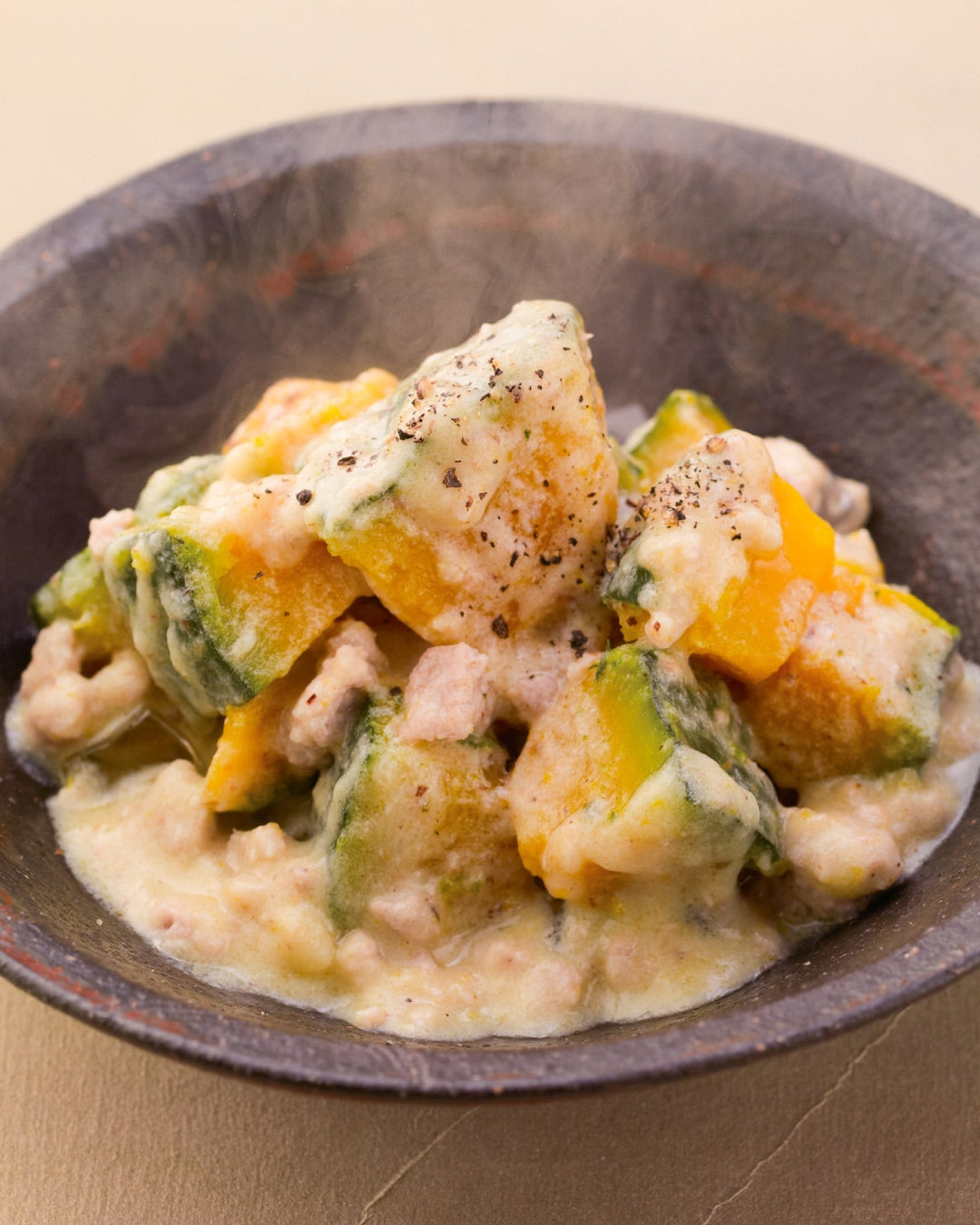 Simmered Pumpkin with Dashi and Cheese