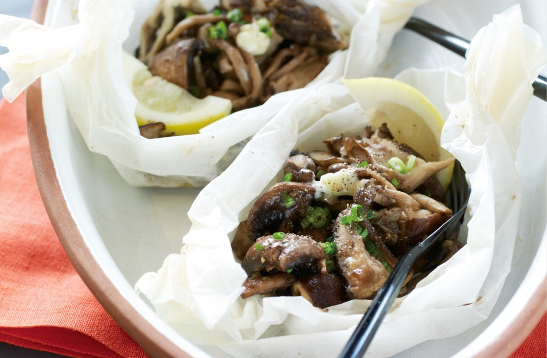 Mixed Mushrooms Baked in a Paper Pouch