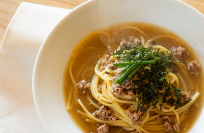 Umami Dashi Pasta with Ground Meat and Green Onions