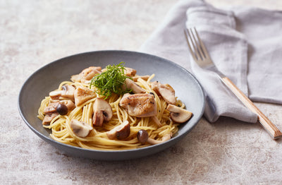 Japanese-Style Pasta with Chicken and Mushrooms