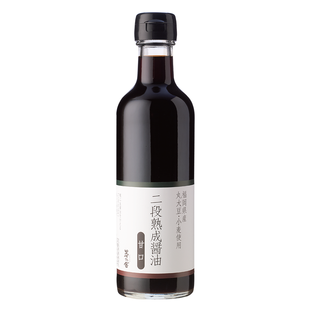 Bottle of Kayanoya Soy with a white label on a white background