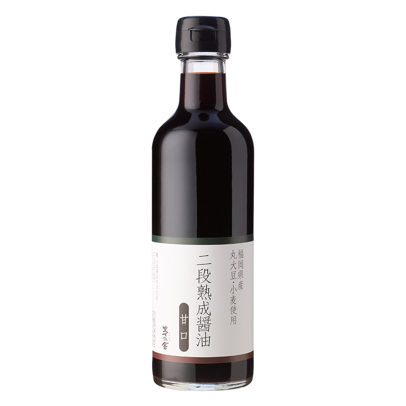 Bottle of Kayanoya Soy with a white label on a white background