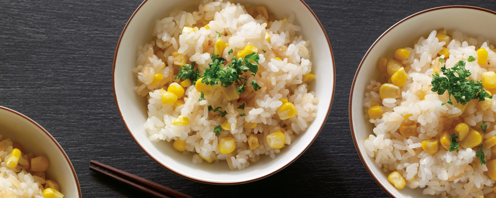 Corn rice garnished with parsley