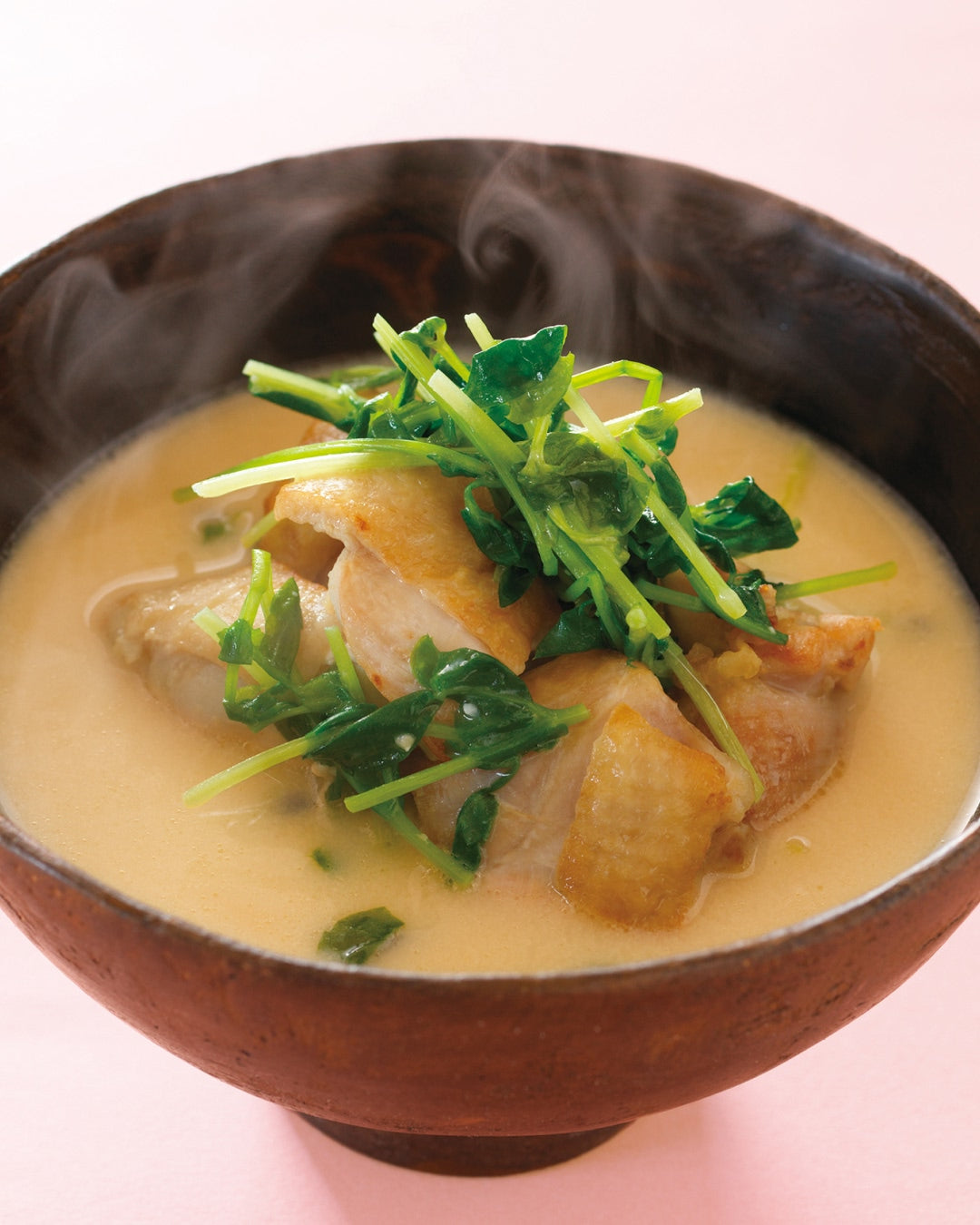 Soy Milk Miso Soup with Charred Chicken