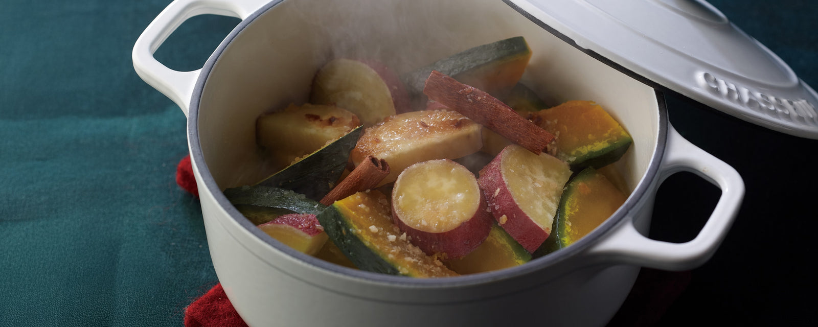 Pumpkin and sweet potato simmered with spiced honey butter.