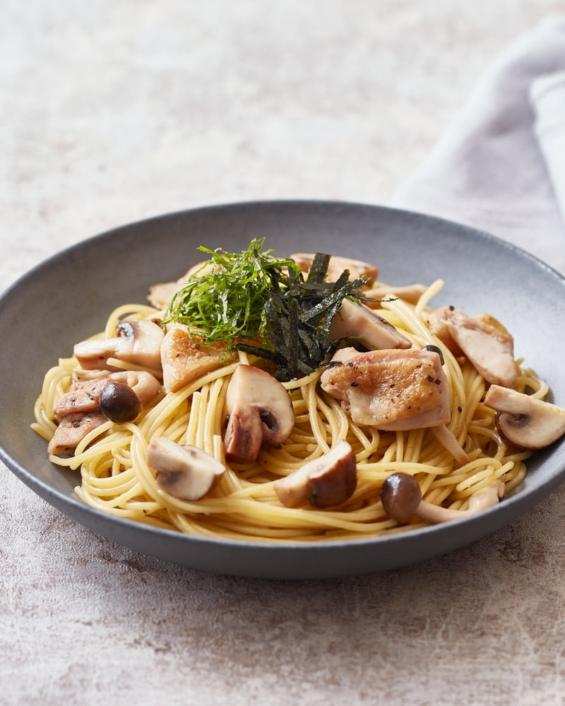 Japanese-Style Pasta with Chicken and Mushrooms