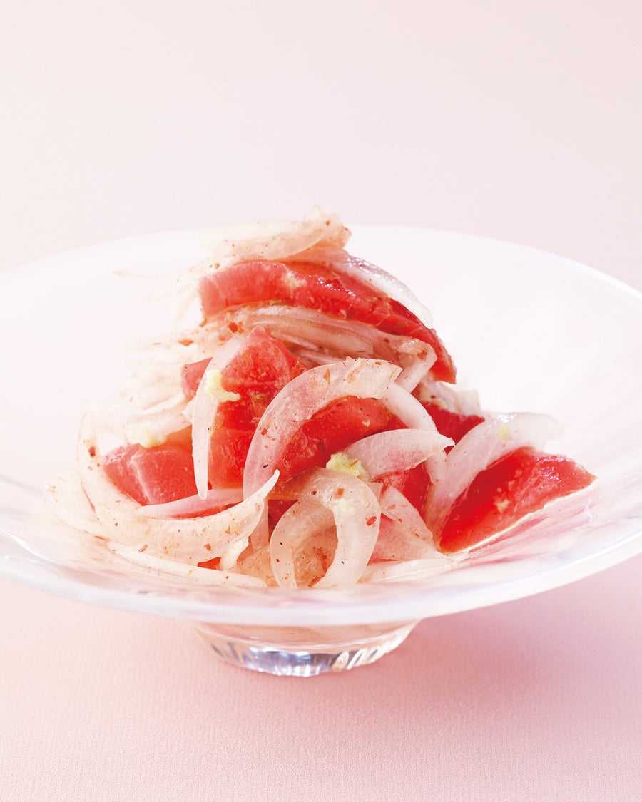 Marinated Spring Sweet Onion and Tuna with Dashi