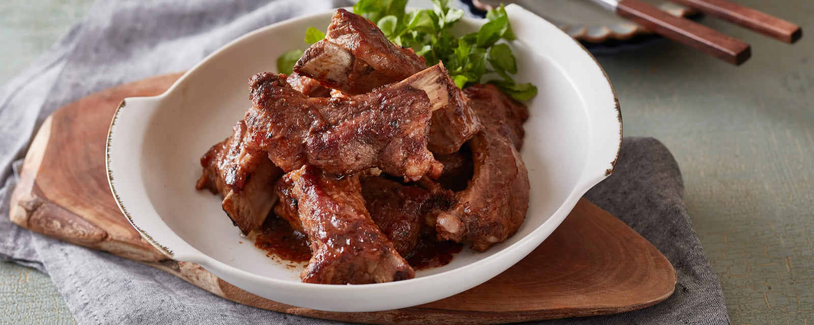 Glazed pork ribs with a rich, savory-sweet sauce
