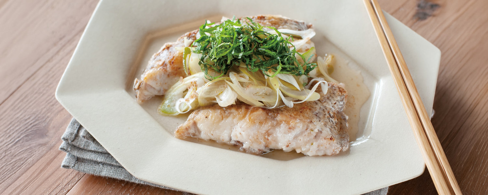 Pan-Steamed White Fish with Dashi Vinegar Sauce