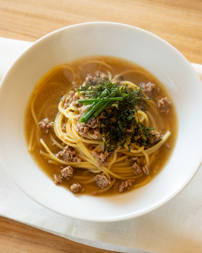 Umami Dashi Pasta with Ground Meat and Green Onions